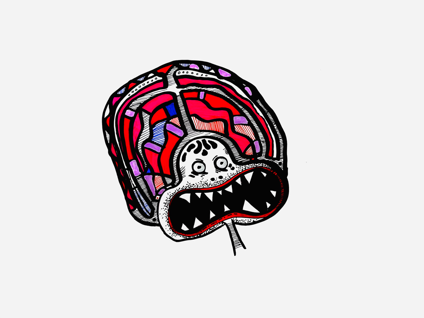 Grito con cerebro expuesto