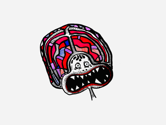 Grito con cerebro expuesto